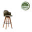 Tabouret de bar rotatif Corrigan Studio® Idan, revêtement en cuir PU, pieds en bambou-333589530