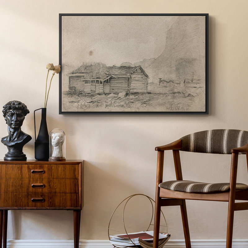 Croquis rétro - LXI, Toile avec cadre flottant noir, H 17 po x l 25 po
