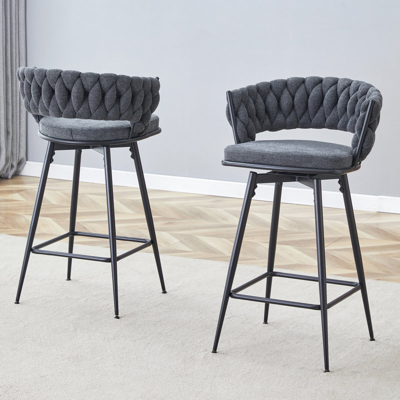 Two Sets Of Swivel Bar Stools, Gray, Black