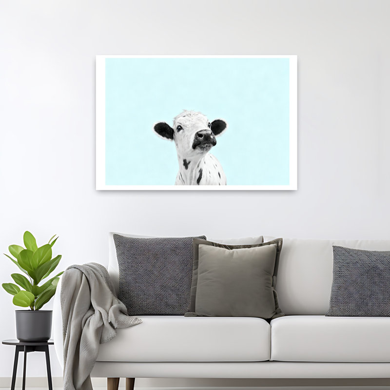 Art contemporain, vache rétro, art mural, H 32 po x l 48 po