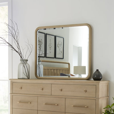 Miroir de commode rectangulaire en bois massif miel