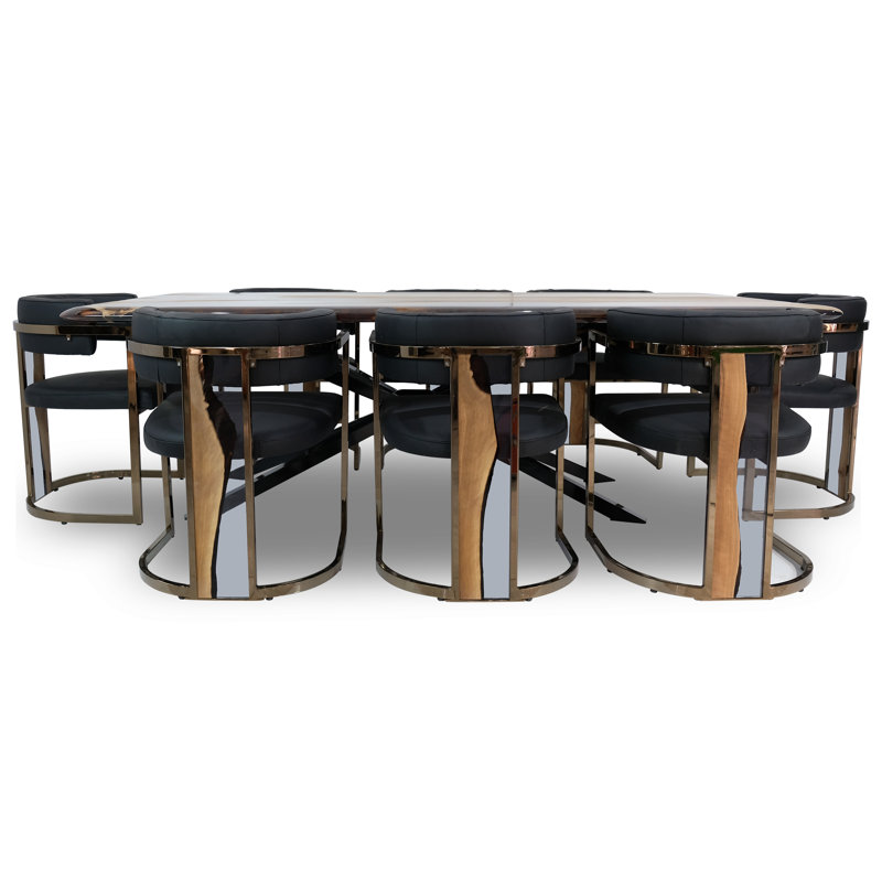 Parthenope Walnut Wood Dining Table, 48" W x 108.3" L 