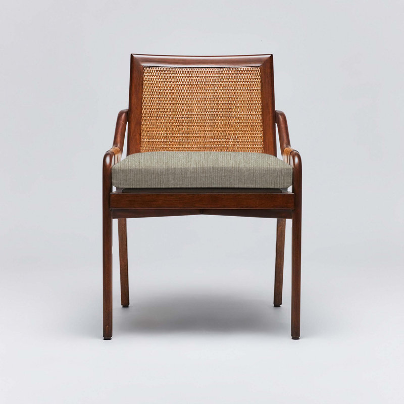 Delray Upholstered Arm Chair, Chestnut, Moss Tweed