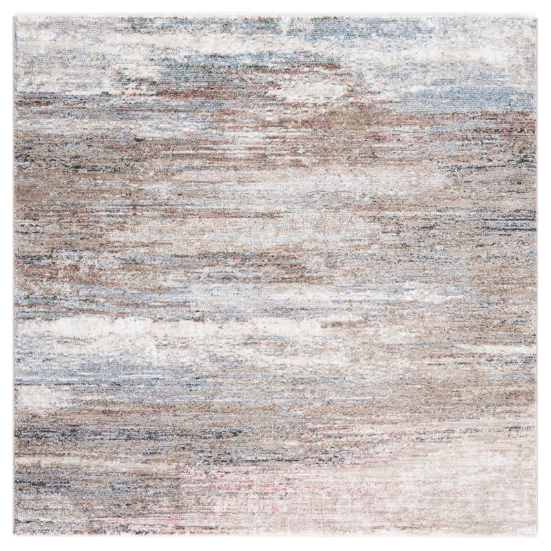 Idhika Performance Abstract Rug, Square 5'3"