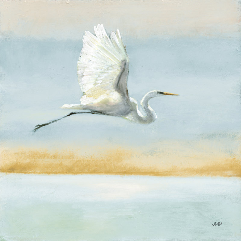 «Flight Blue Sky» par Julia Purinton - Peinture, H 12 po x l 12 po, Toile tendue