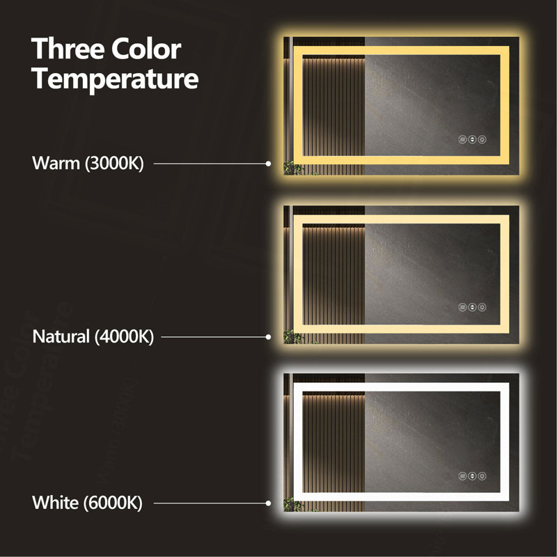 Frameless LED Bathroom Mirror,Smart Mirror, 24" x 32"