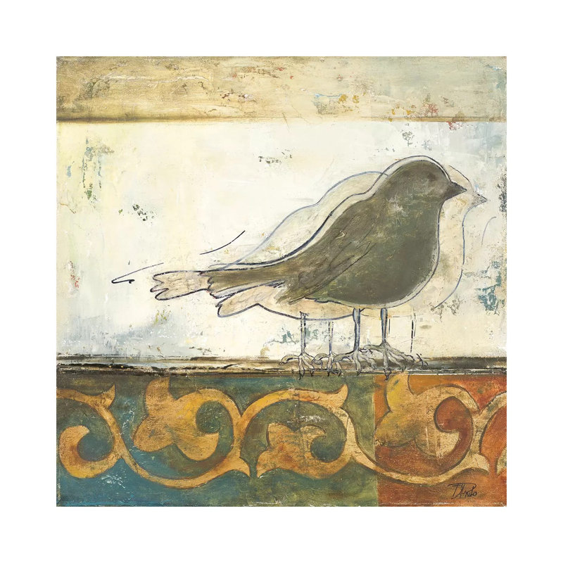 « Birds on damask II » par Patricia Pinto-impression, Toile tendue, Aucun mat, H 12 po x l 12 po x P 1,5 po