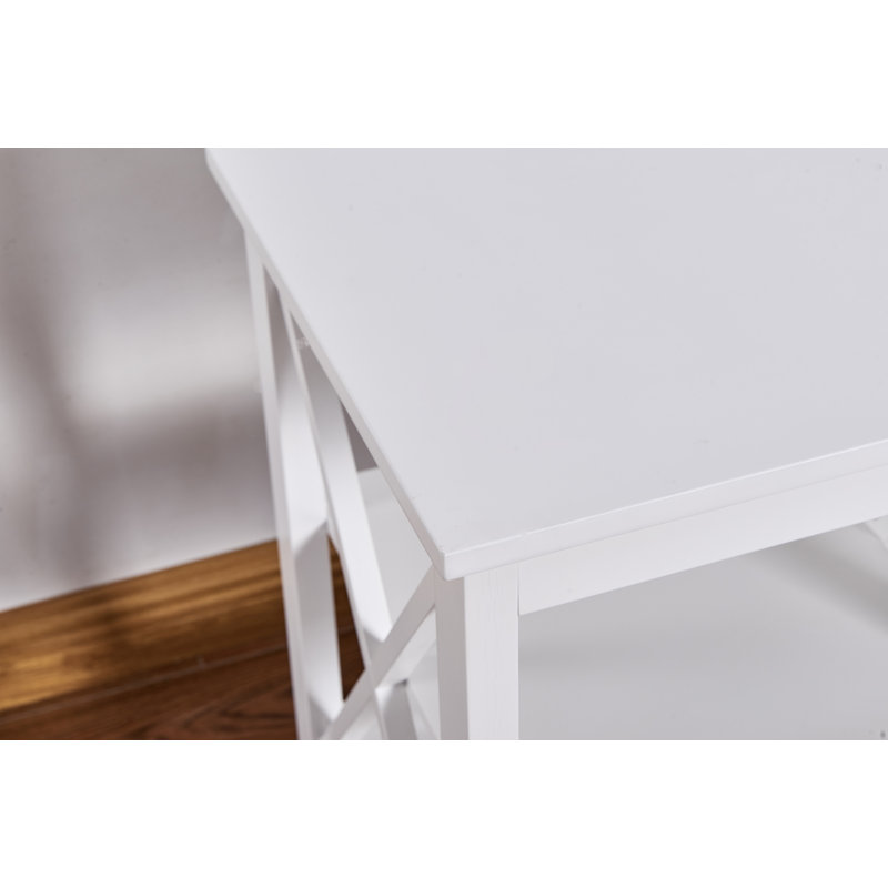 Longe Solid Wood End Table, White