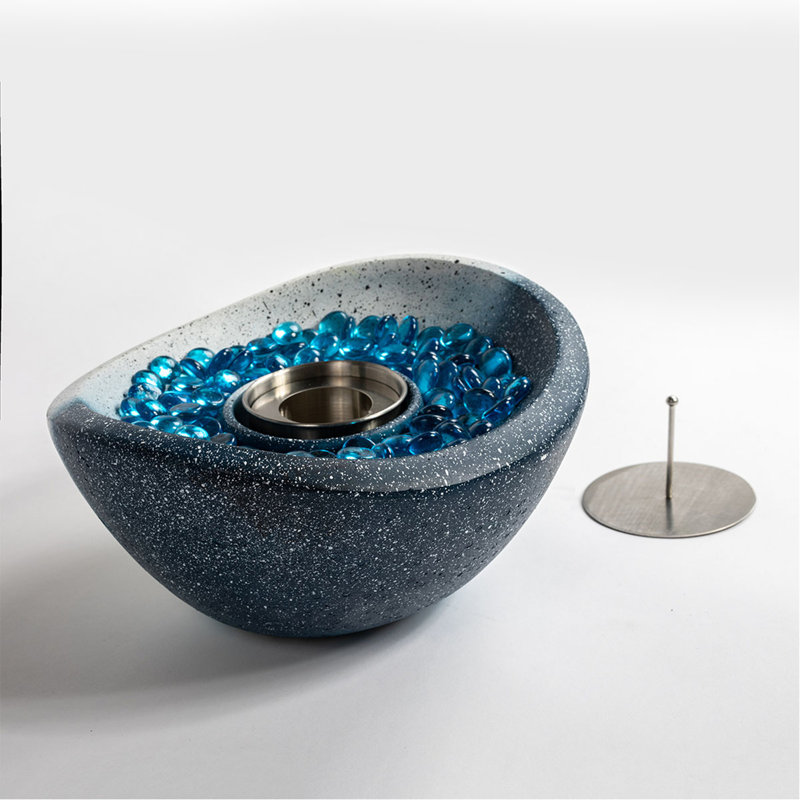 Tabletop Fire Pit, White/Blue