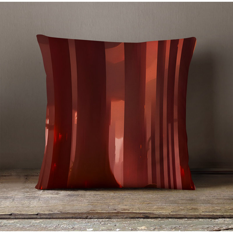 Throw Pillow With Insert, 16"H x 16"W, Red Striped/Abstract 4
