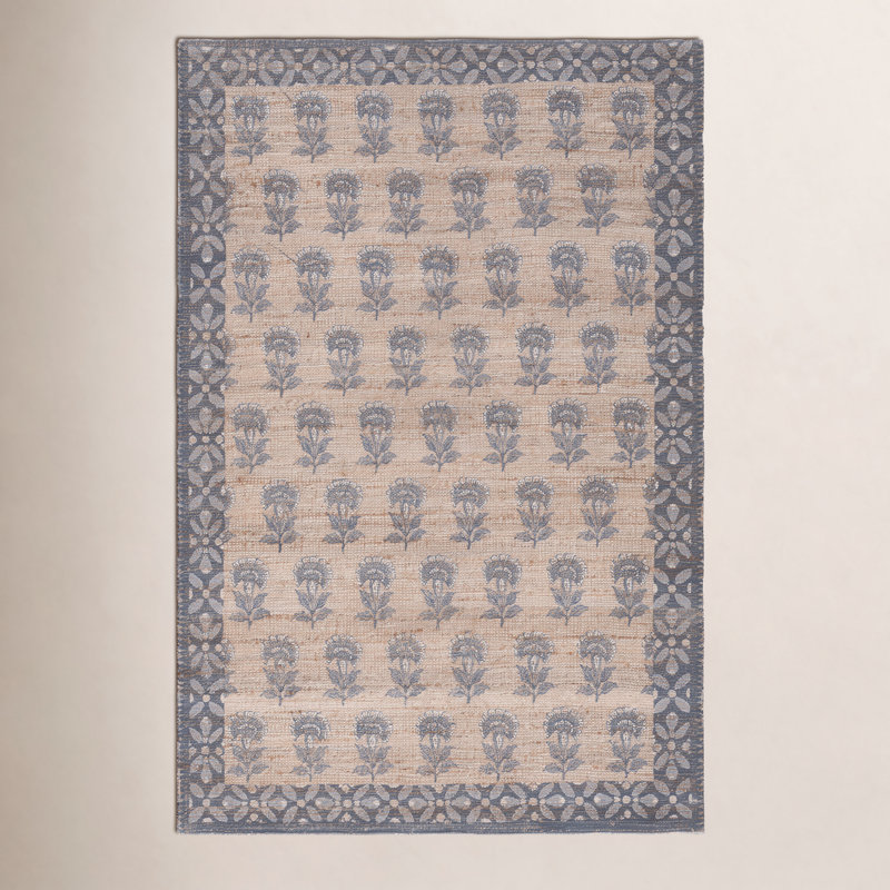 Nanni Saffron Hand Woven Performance Floral Indoor Rug, Rectangle 4' x 6'