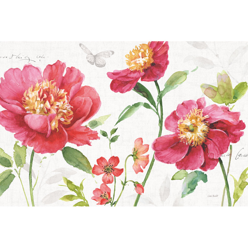 Pink Garden I by Lisa Audit - Painting Print, 81cm H x 122cm W, Black Floater Framed