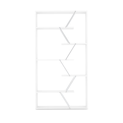 Bibliothèque moderne en bois massif avec 6 tablettes, blanc, pour bureau et salon