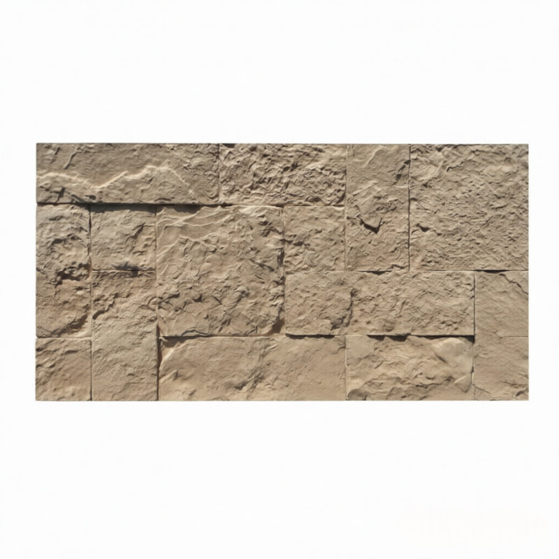 Lot de 8 panneaux muraux décoratifs en polyuréthane imitation pierre 3D, texture beige, pour murs d'accentuation intérieurs et extérieurs