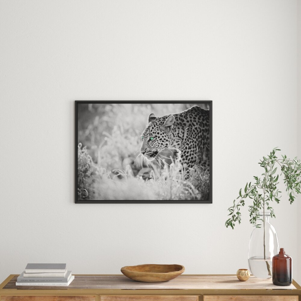 Gerahmtes Wandbild schleichender Leopard