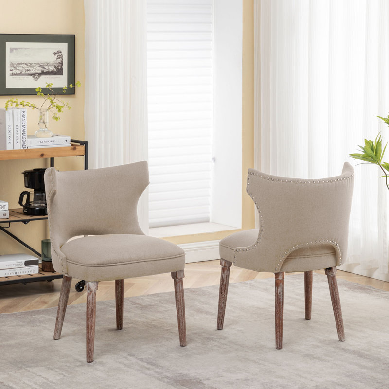 Whitbourne Fabric Dining Chairs with Rubberwood Legs, Nature