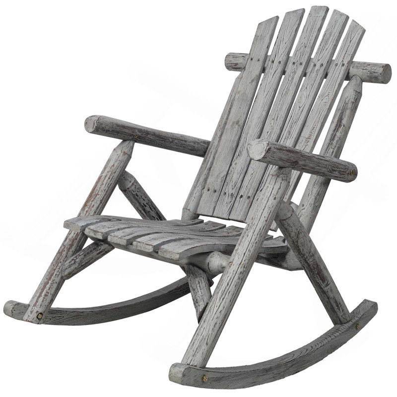 Chaise berçante en bois, Gris