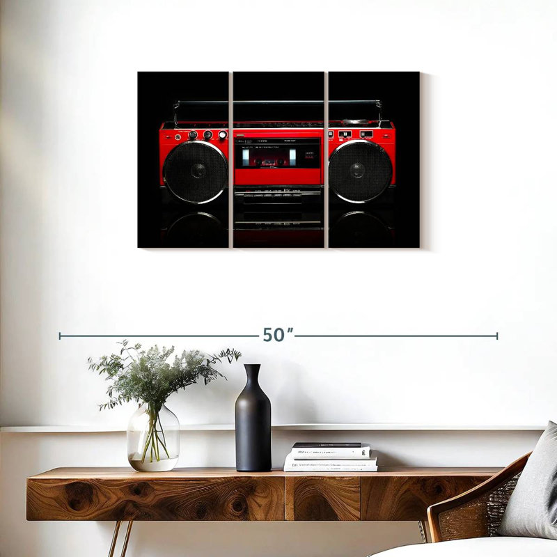 Abarca Retro Red Boom Box, 20" H x 33" W