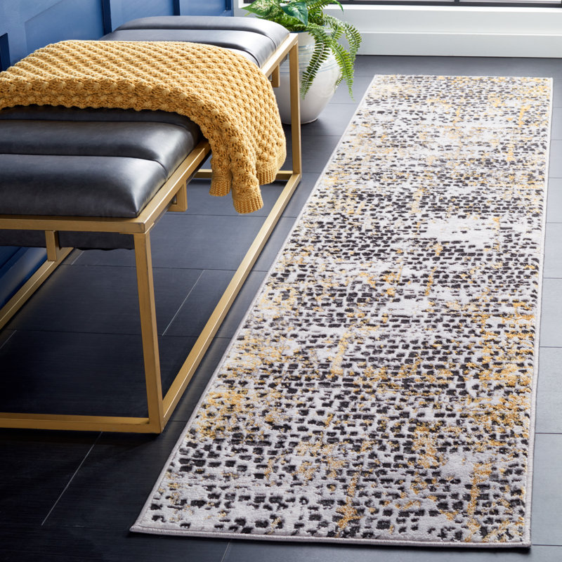 Tapis gris anthracite / or Alohi 254, Tapis de couloir 2 pi x 8 pi