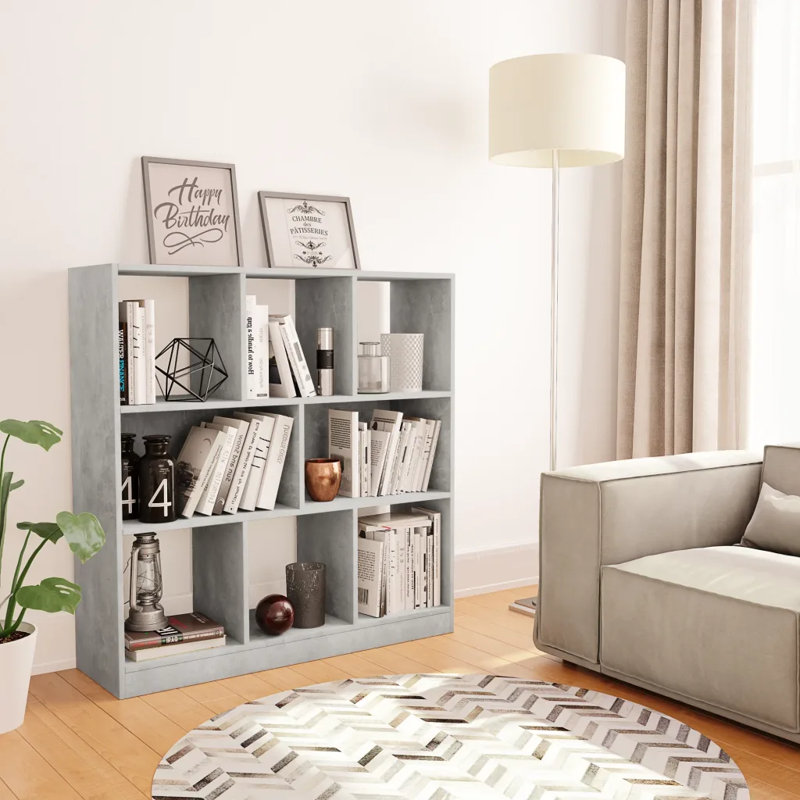 Katara 100 cm H x 97.5 cm W Standard Bookcase, Concrete Grey