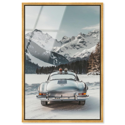 Oliver Gal Colorado Ski Car Sports Car - Framed Acrylic Glass Wall Art