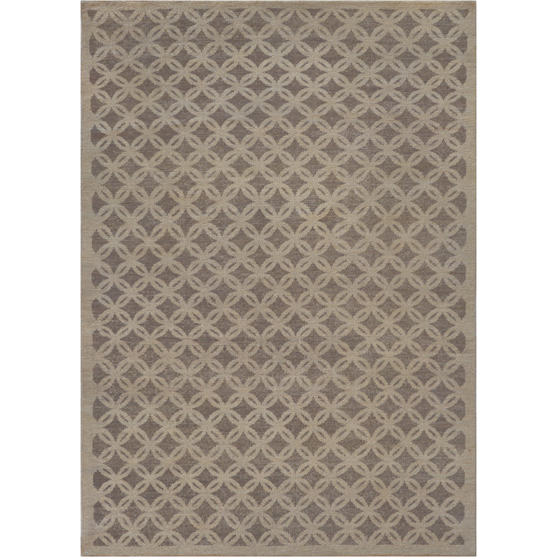 Tapis brun en laine fine noué à la main
