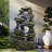 60" Outdoor/Patio 7-Tier Cascading Rock Freestanding Floor Waterfall Fountain With LED Lights And Pump For Garden Yard, And Deck Decor