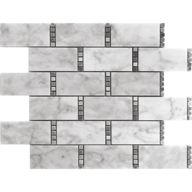 1.9" x 4" Marble Mosaic Subway Wall & Floor Tile, White