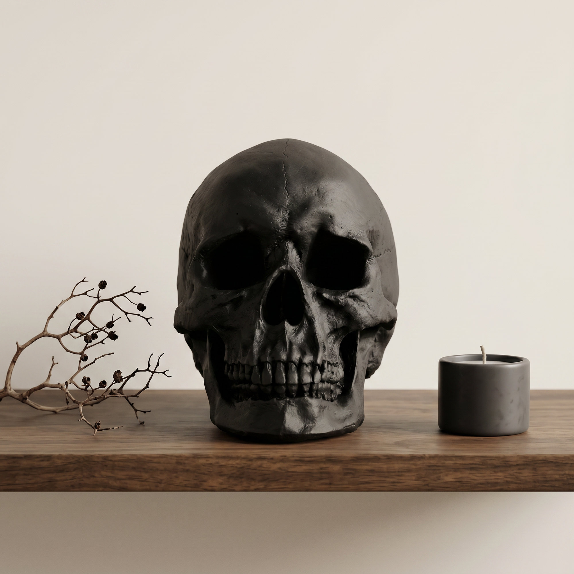Muscogee Replica Faux Taxidermy Human Skull Figurine, White