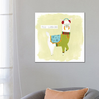 Fa-La-La-La Llama III by June Erica Vess - Wrapped Canvas Painting