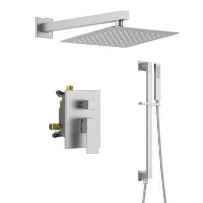 Cube 2-Function Pressure Balanced Complete Shower Faucet Set with Slide Bar