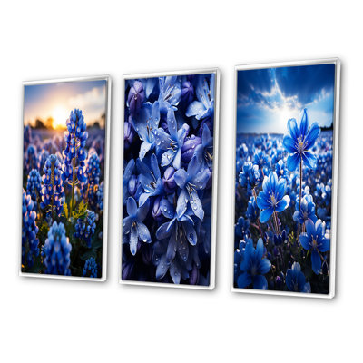 «Bluebonnets Flower Blissful», 3 pièces