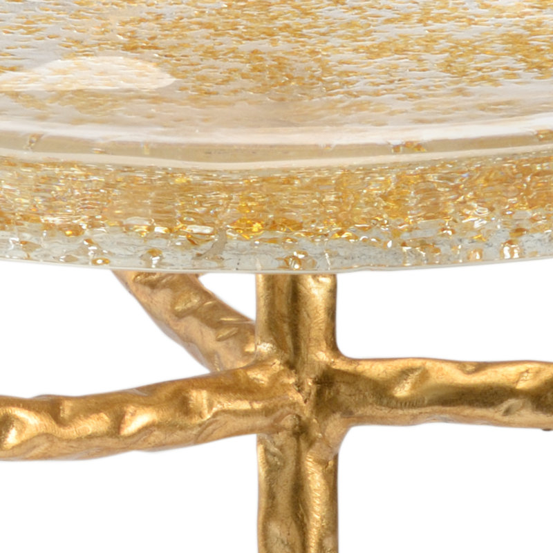Twig Glass End Table, Gold