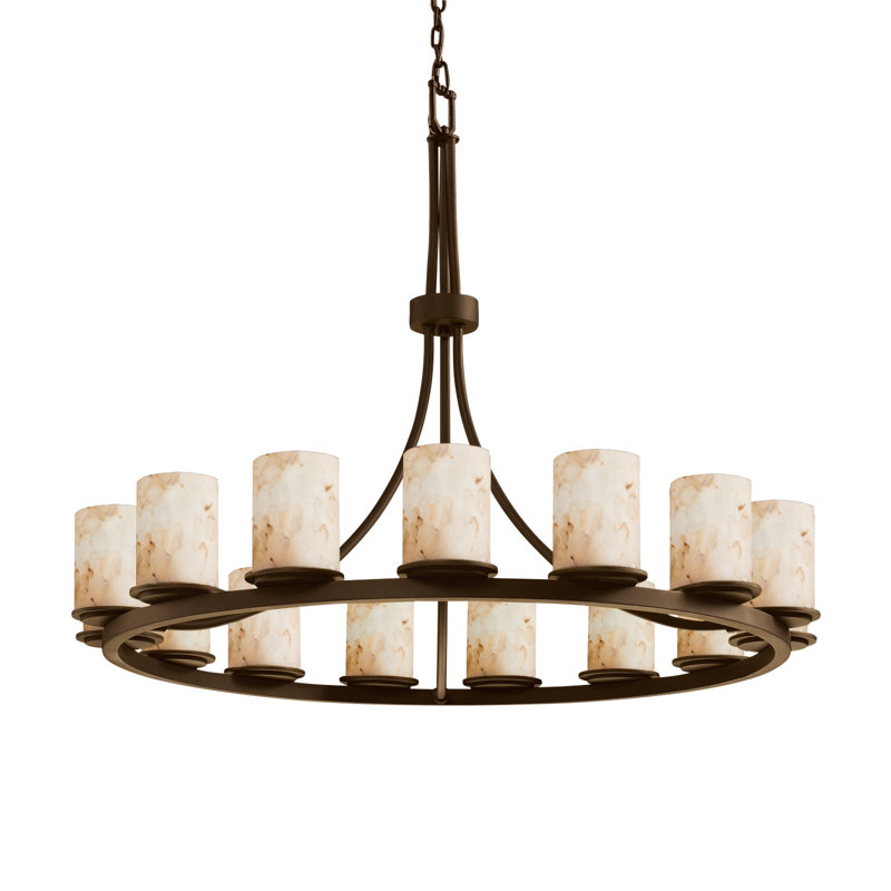 Lustre 15 lumières albâtre rocks dakota, Bronze foncé