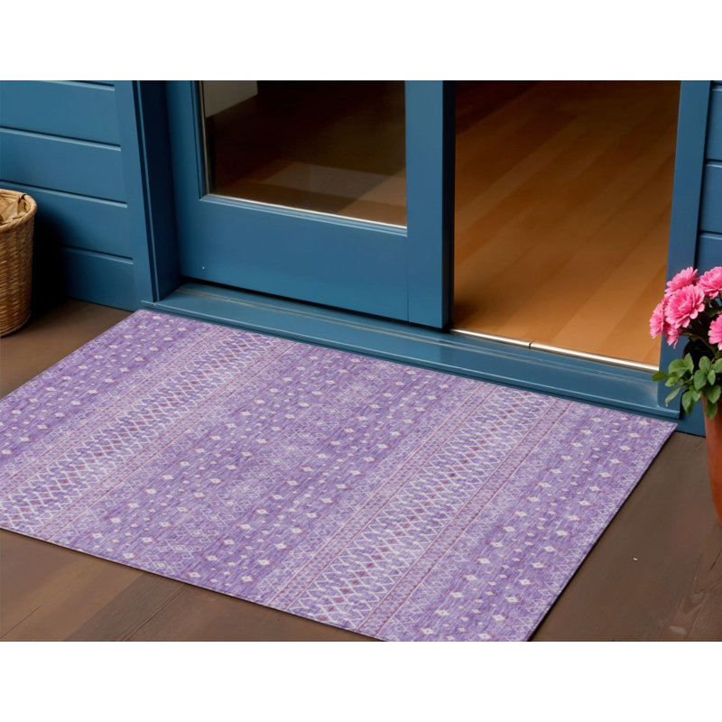 Tapis d'intérieur lavable et tribal lavande et mauve 3 pi x 5 pi