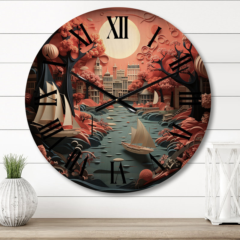 Horloge murale en bois massif Songer, Moyenne