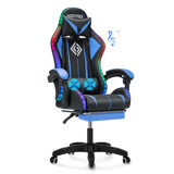Hoffree LED Ergonomic Gaming Chair with Bluetooth Speakers and Vibration Lumbar Pillow