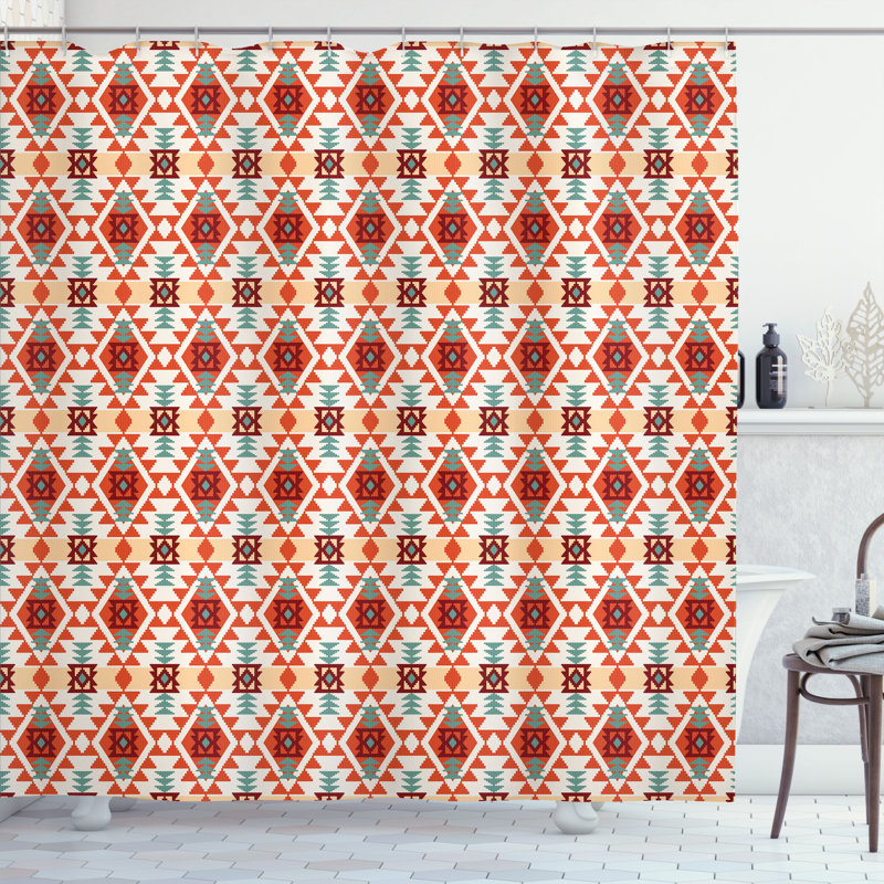 East Urban Home Aztec Shower Curtain Rhombus Forms Triangles Multicolor, 70"H x 69"W
