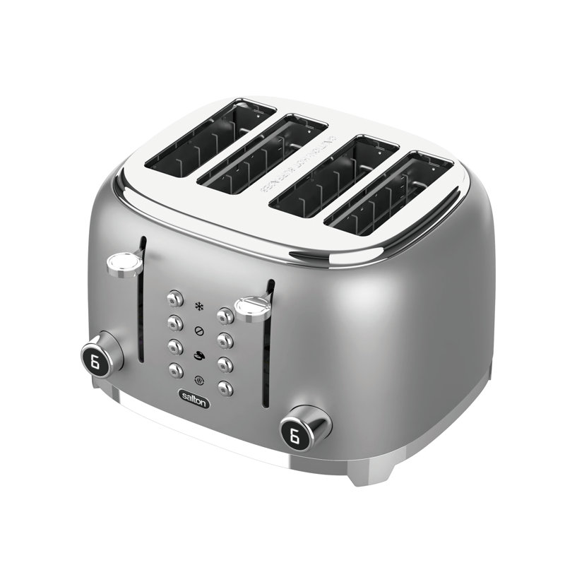 Salton NuRetro Digital 4 Slice Toaster, Metallic Silver Model ET2184SV, Metallic Silver