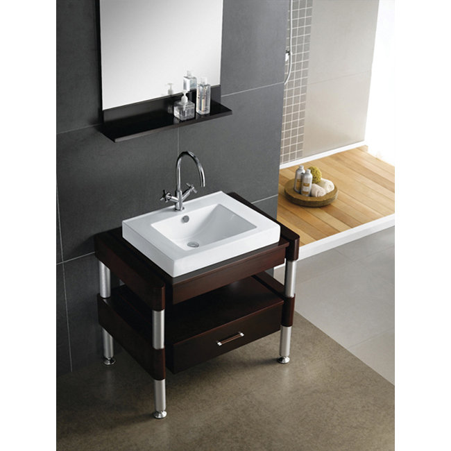 Kingston Brass Mission Ceramic Semi-Recessed Bathroom Sink