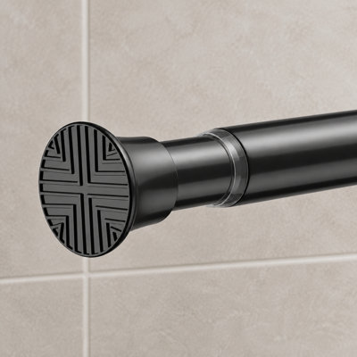 Cette tringle de douche à ressort noire s'ajuste de 16 à 38 pouces; La conception de la salle de bain sans perçage est antidérapante, antirouille et facile à installer.
