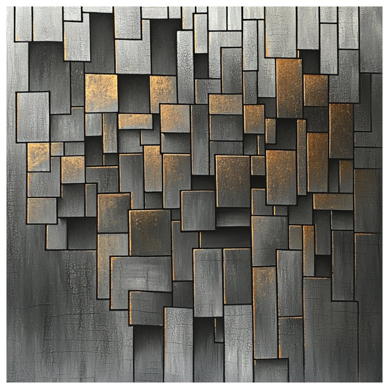 Toile de galerie géométrique à motifs rectangulaires, 20 po x 24 po