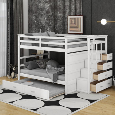 Full Over Full Bunk Bed With Trundle And Staircase by Harriet Bee