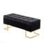 Banc de rangement, velours / métal doré - noir