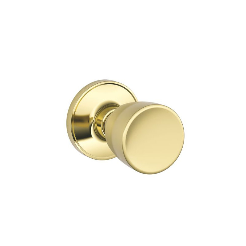 J Series Byron Knob Hall and Closet Lock, Bright Brass