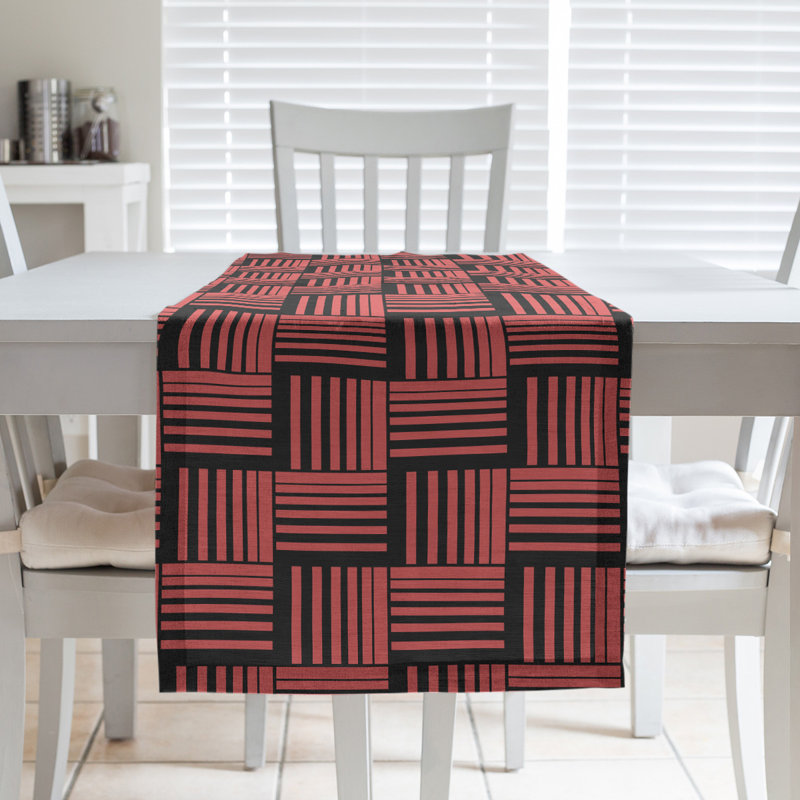 Fractured Stripes Table Runner, 16" x 72", Light Berry Red