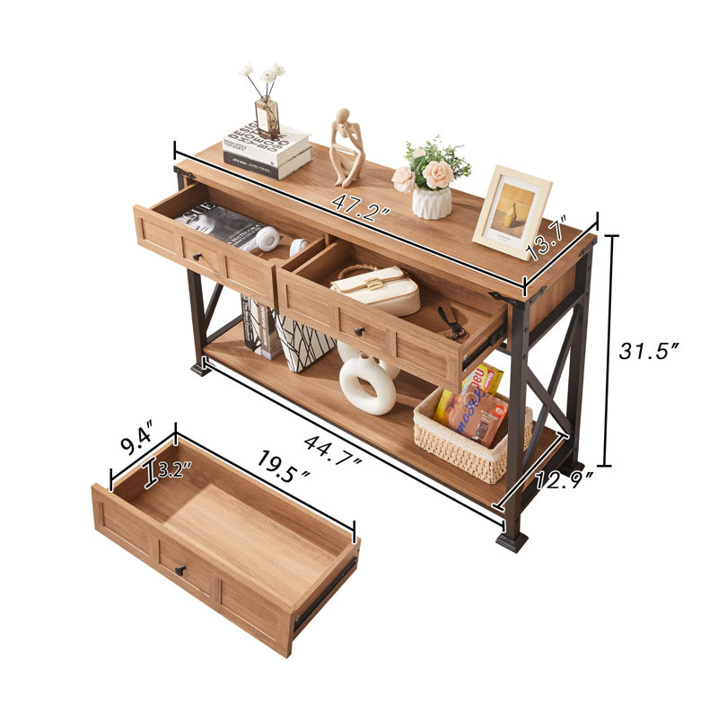 Console rustique avec 2 tiroirs