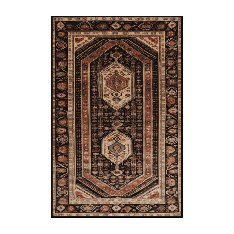 Machine Washable Turkish Brown Area Rug, Rectangle 2' x 3'