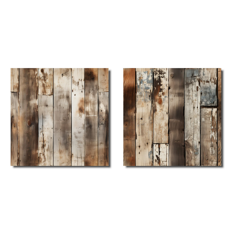 Cobbutown - Ensemble de 2 collages carrés abstraits, H 16 po x l 33 po, Toile tendue