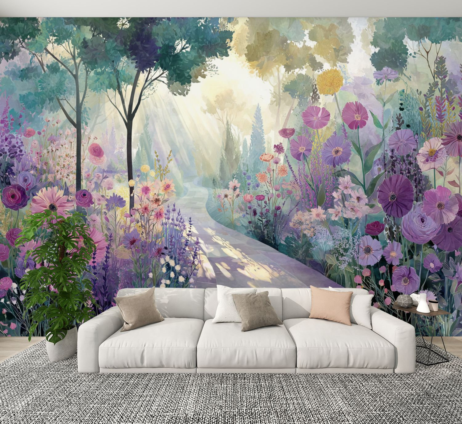 Red Barrel Studio® Boho Peel and Stick Wallpaper Delicate Spring Garden ...